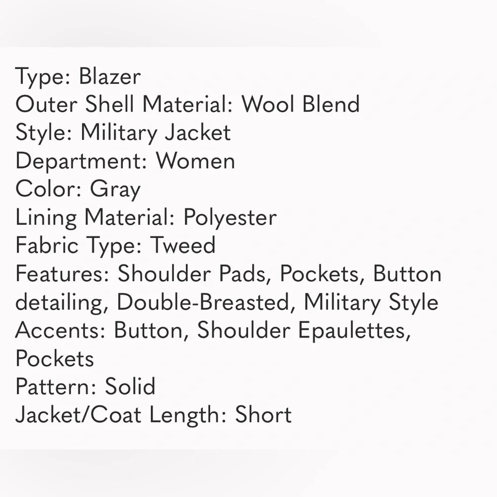 Michael Kors Womens Gray Wool Blend Military Cropped Blazer 10 - Picture 9 of 9